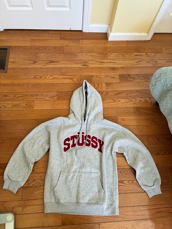 Stussy Other - Stussy Grey Hoodie with Red Arch Logo